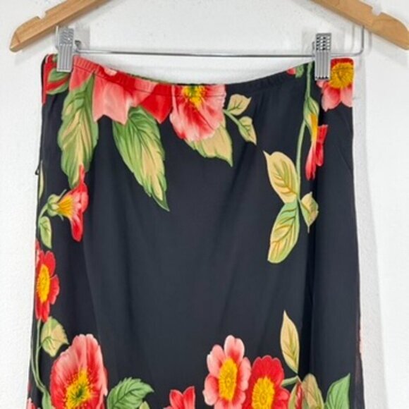 Jessica Howard Black Floral Asymmetrical Hem Pull On Skirt Whimsygoth Fairy Goth - Picture 4 of 6